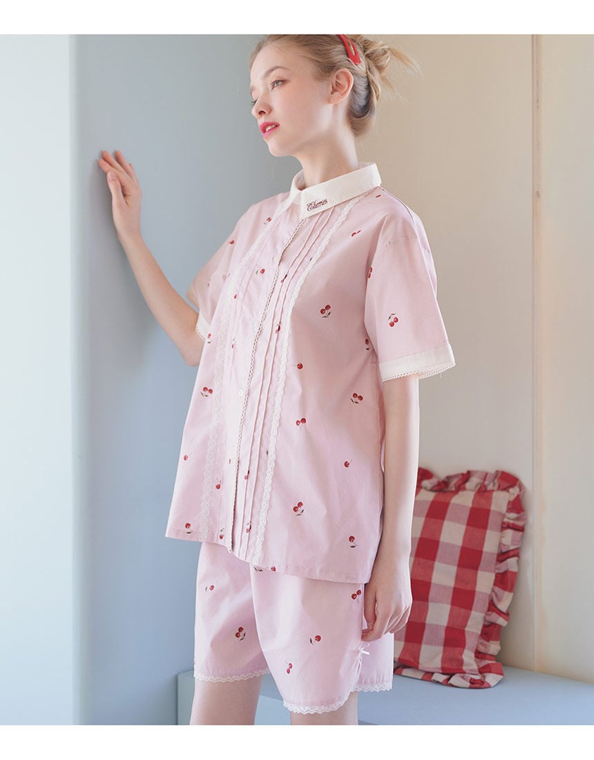 PEACH JOHN 【コットン混】シャツパジャマに、ガーリーなディテール