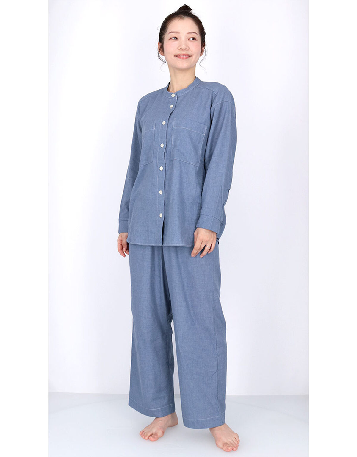 ワコール] 睡眠科学 YDW463 パジャマ ルームウェア セットアップ 長袖 長ズボン ボーダー ふんわり 軽やか あったか 秋 ワコール  リラックス\u0026スリープ] パジャマ睡眠科学 長袖・長ズボン 綿100%のサテン生地 YDX513レディース ワコール リラックス\u0026スリープ] パジャマ  ..., image size:1200x1535