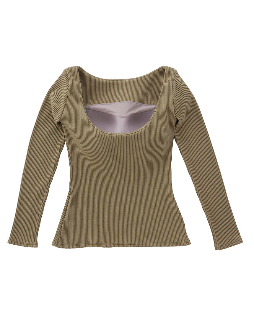 OUR WACOAL カップインバックオープンリブTシャツ JCX538 M OUR WACOAL カップインバックオープンリブTシャツ