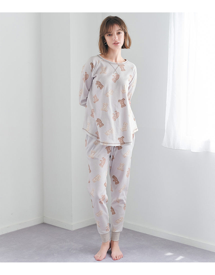 PEACH JOHN 【コットン混・パジャマ】腹巻付き！コットン混生地のワッフルパジャマ。サーマルＨＡＲＡマキパジャマ ルームウェア  NPJ114｜ワコール直営の公式下着通販サイト ワコールウェブストア