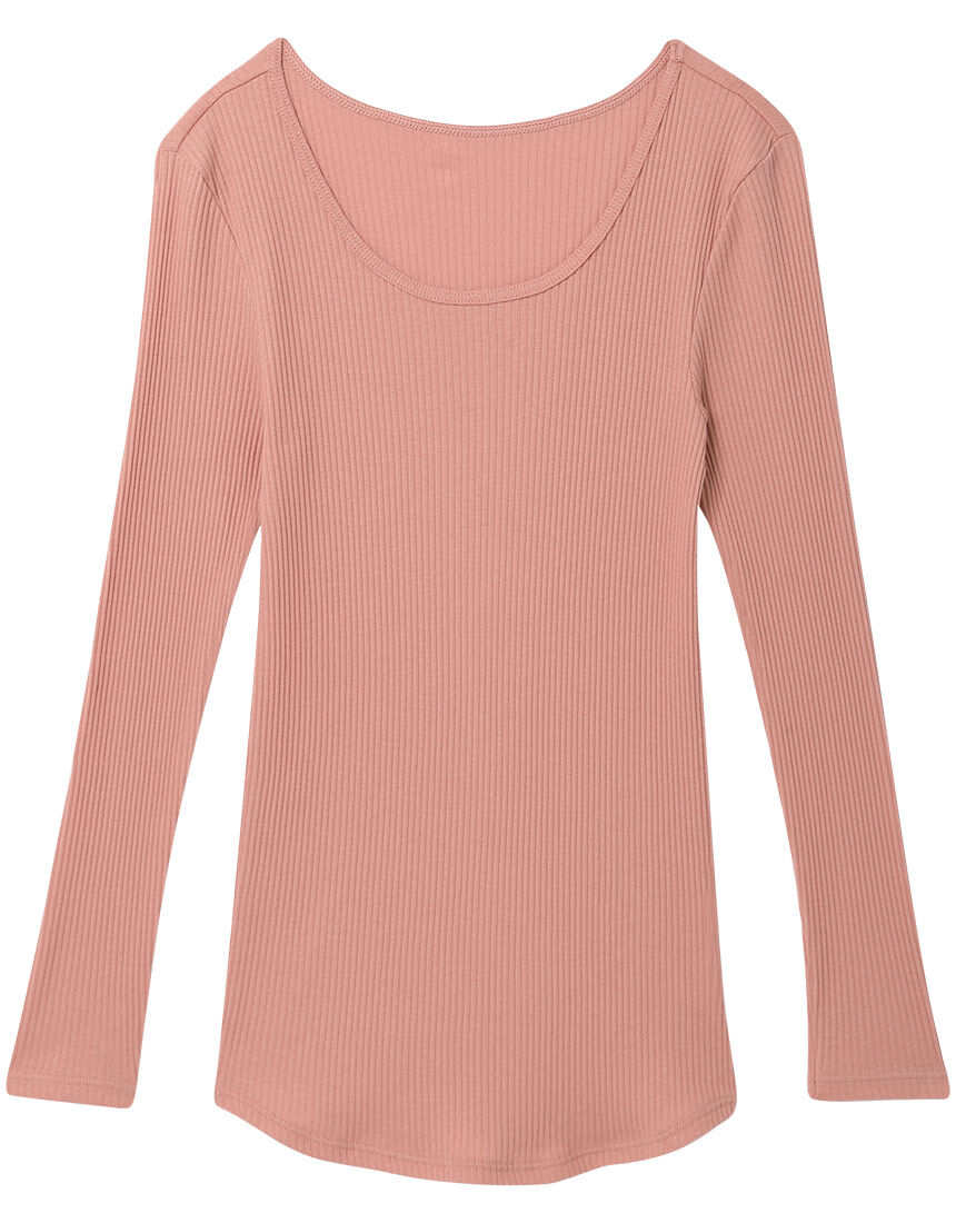 ウンナナクール 綿100％生地使用 リブ編みコットン トップス（長袖