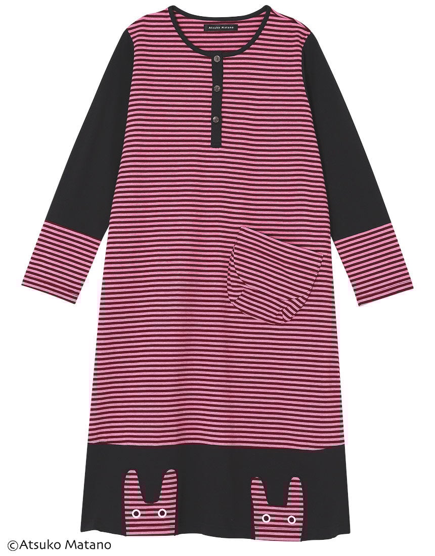 アツコマタノ 【綿100％】天竺素材 ボーダー×無地の組み合わせが