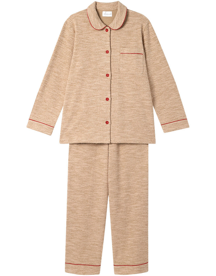 ウンナナクール 【綿混】カジュアルスラブツィード 長袖開襟パジャマ