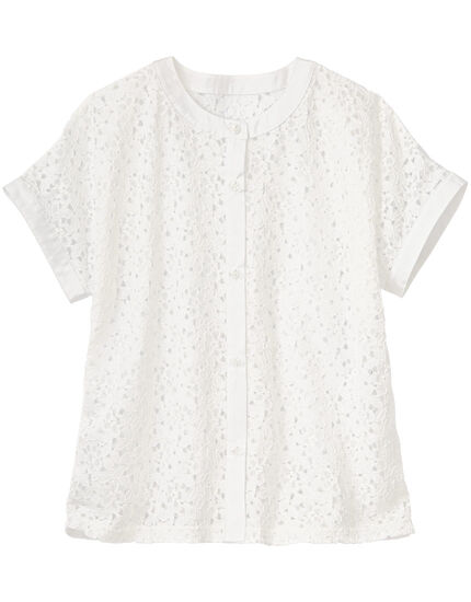 レースフレンチスリーブブラウス, , main