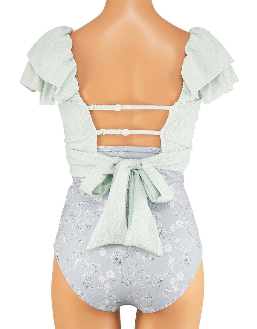 軽い着け心地でしっかり盛れる【楽盛り水着】　ショルダーフリル　9M 軽い着け心地でしっかり盛れる【楽盛り水着】 ショルダーフリル