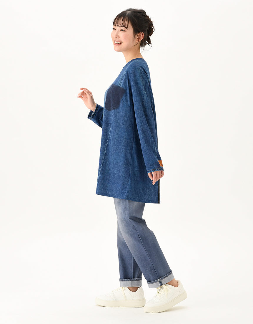 ワコール_カルソン 前ポケット付き〈まるでデニム〉 ぐ〜んと伸びて