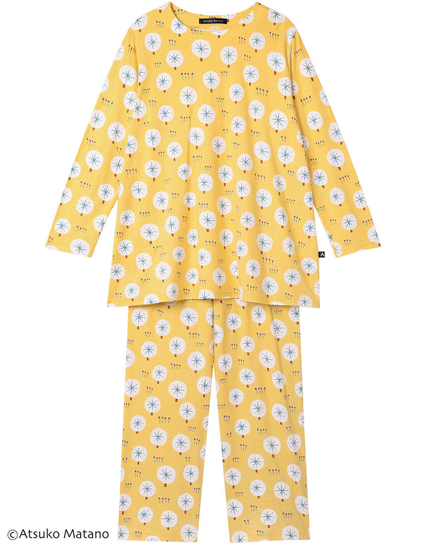 華乃IKUKO2の新品未使用パジャマ アツコマタノ 【綿100％】大きな木が大胆なテキスタイル パジャマ