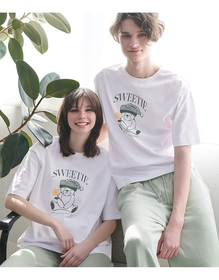 PEACH JOHN 【ゆる可愛いくま柄Tシャツパジャマ＆ヘアクリップ