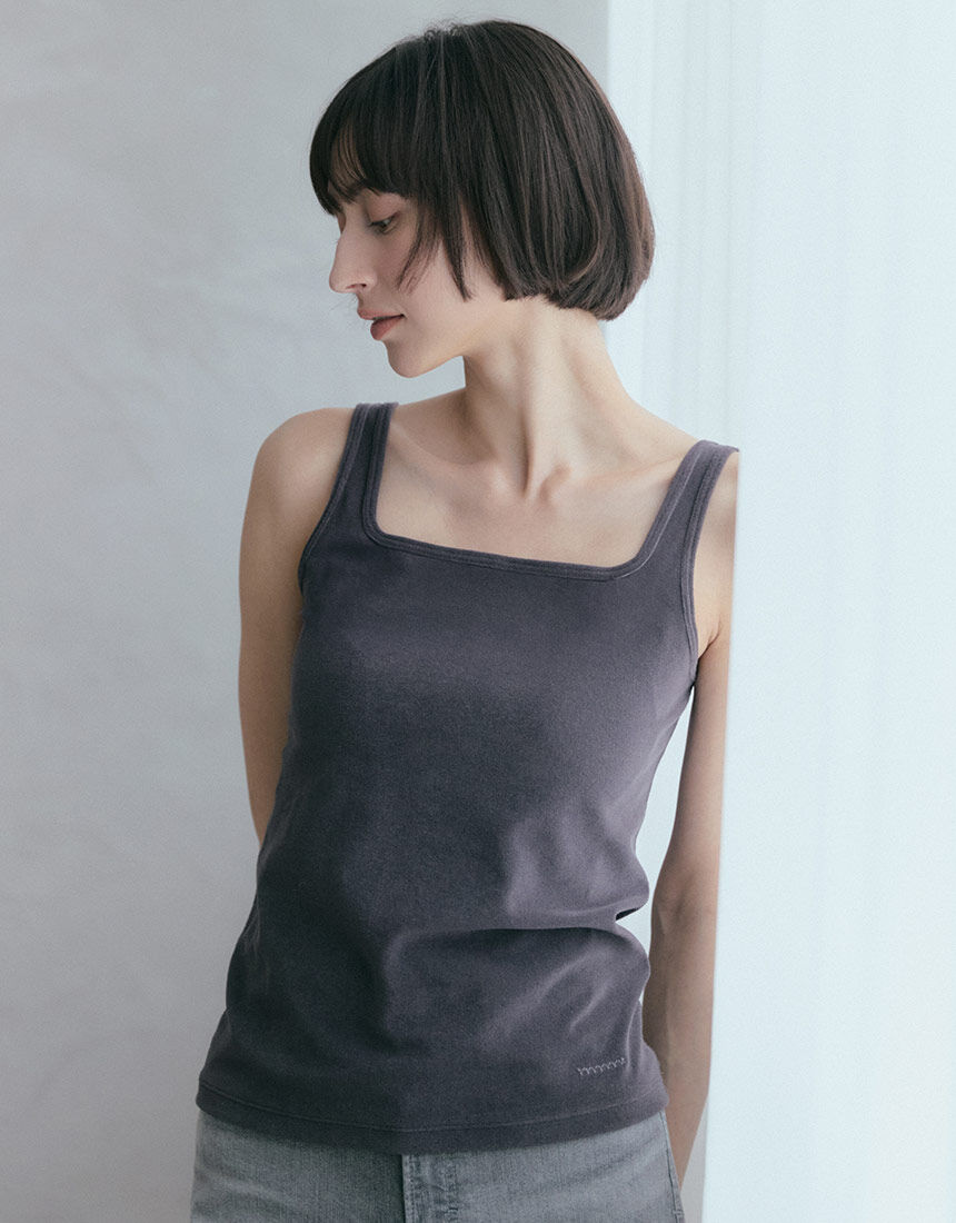 トップス YANUK cotton 100% camisole OUR WACOAL 【デニムブランドYANUKコラボ】カップイン