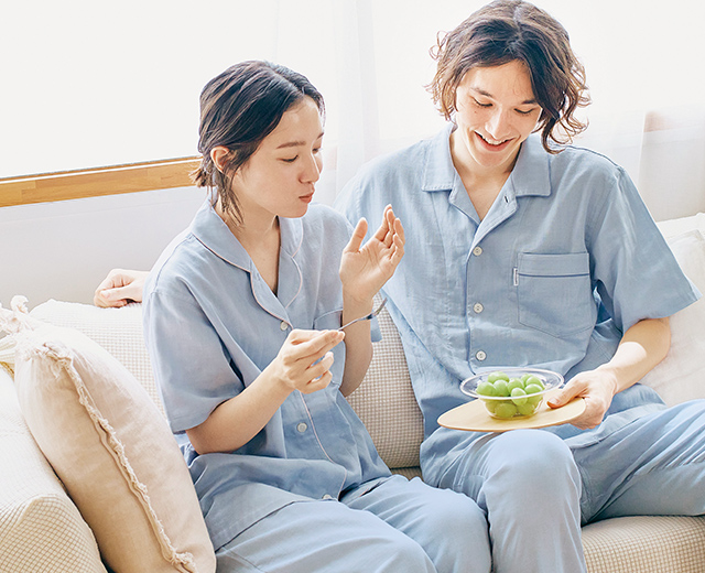 夏にここちよい綿100％素材のパジャマ