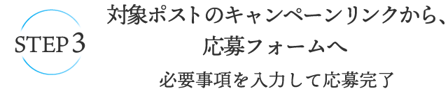 STEP3 対象ポストのキャンペーンリンクから、応募フォームへ 必要事項を入力して応募完了