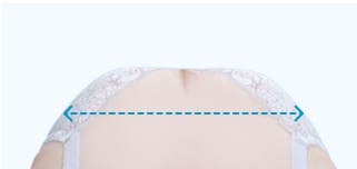 ブラジャーの着用イメージを上部から撮影