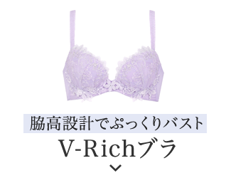 脇高設計でぷっくりバスト V-Richブラ