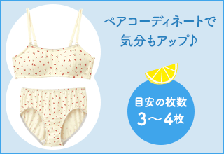 ワコールジュニア　移動教室におすすめ・旅行におすすめ［ブラ・ショーツ］