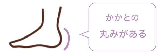 かかとの丸みがある