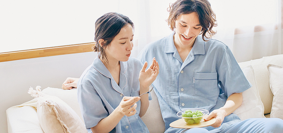 夏にここちよい綿100％素材のパジャマ