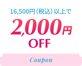2,000円OFF 16,500円（税込）以上で