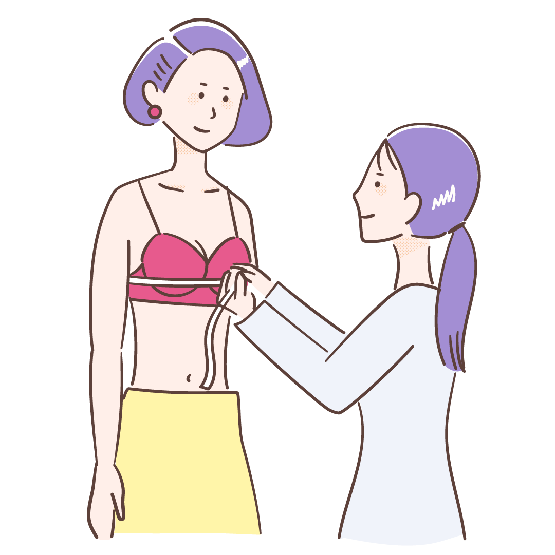 女性が採寸されているイラスト