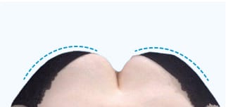 ブラジャーの着用イメージを上部から撮影