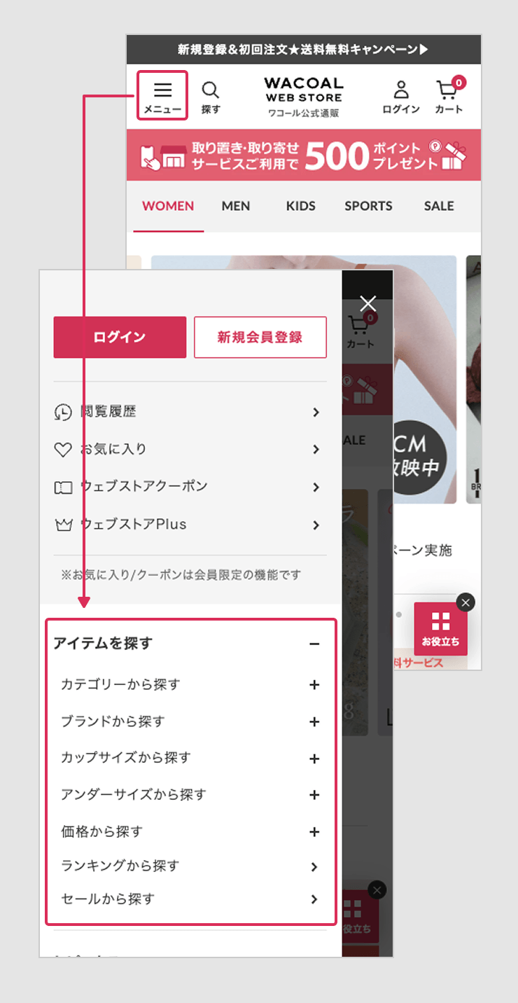 ご注文の流れ ご注文方法/ログイン/在庫表示｜ワコール直営の公式下着