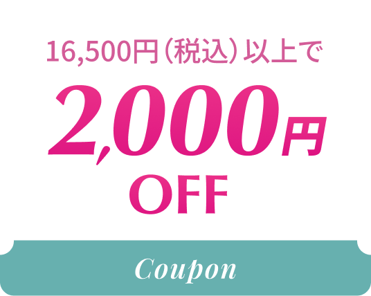 2,000円OFF 16,500円（税込）以上で
