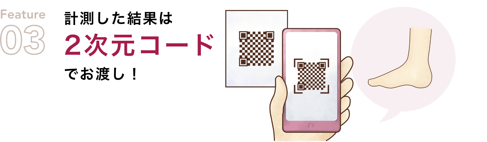 計測した結果は2次元コードでお渡し！
