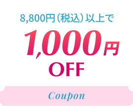 1,000円OFF 8,800円（税込）以上で