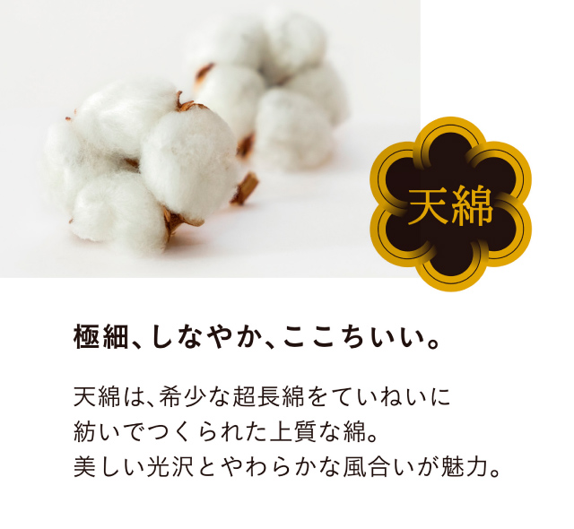 天綿 極細、しなやか、ここちいい。