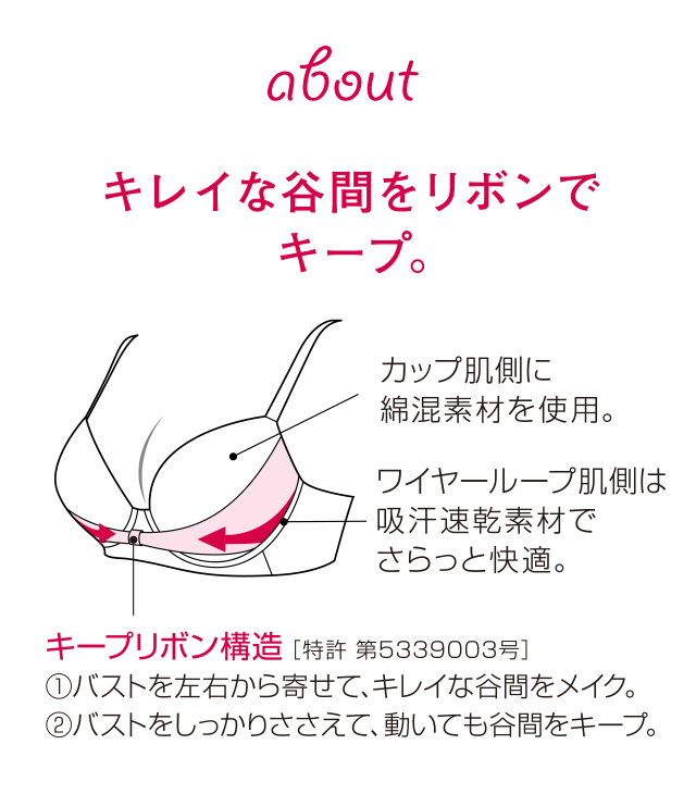キレイな谷間をリボンでキープ。 機能説明