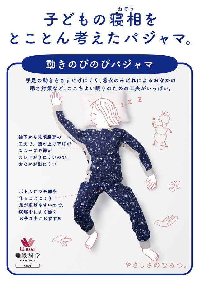 子どもの寝相をとことん考えたパジャマ