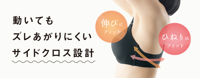 動いてもズレあがりにくいサイドクロス設計