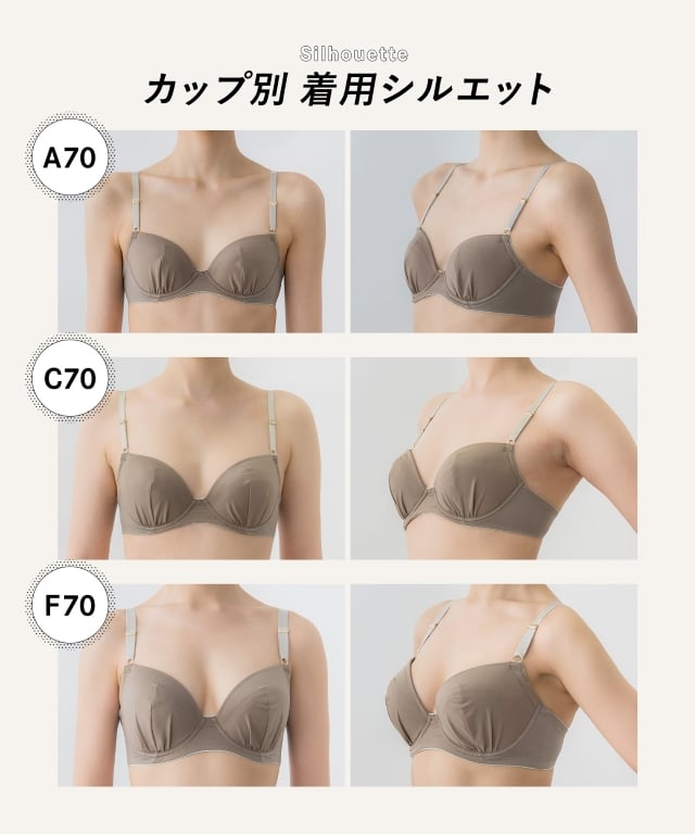 ナチュラルアップブラ カップ別 着用シルエット KB3001