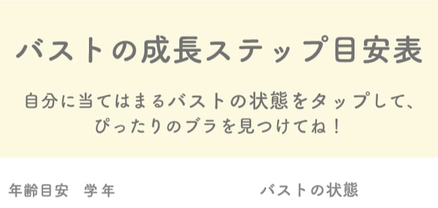 バストの成長ステップ目安表