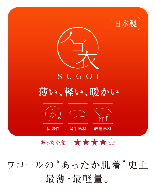 すご衣 薄い、軽い、暖かい 機能説明