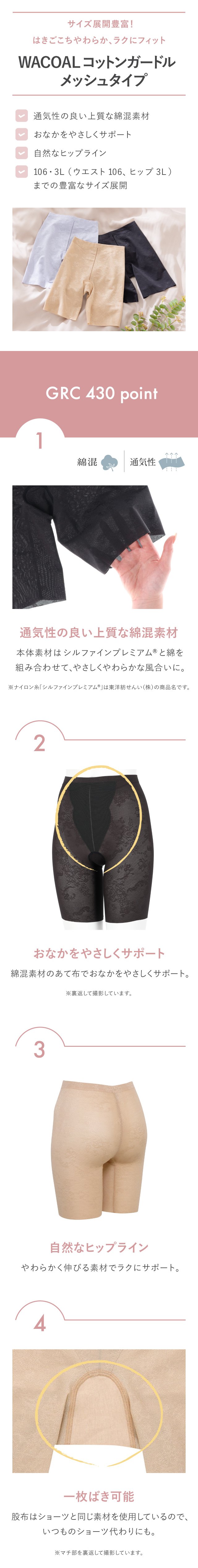wacoalコットンガードル メッシュタイプ　機能説明