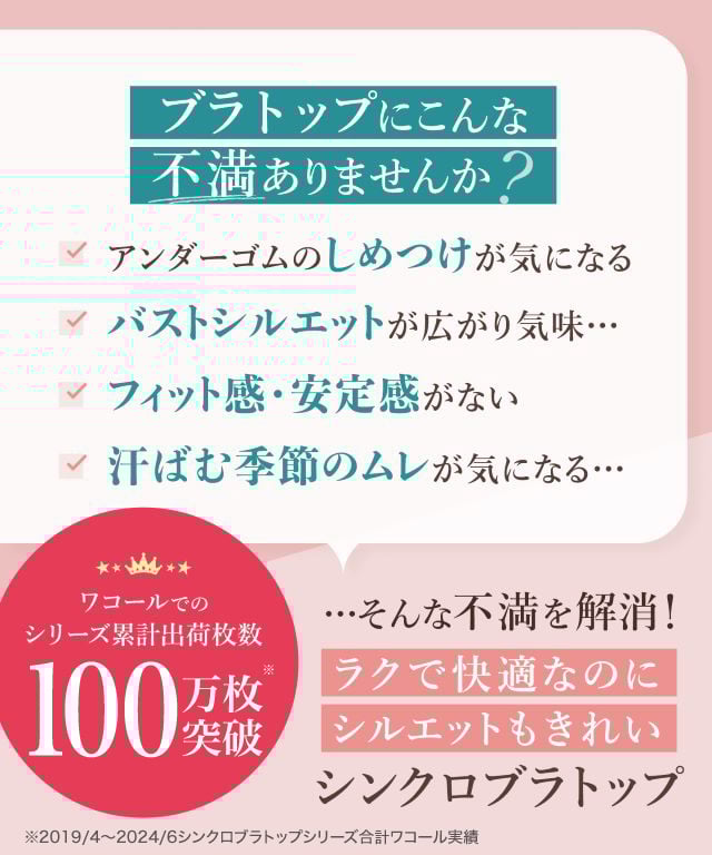 ラクで快適なのにシルエットもきれい シンクロブラトップ 商品説明