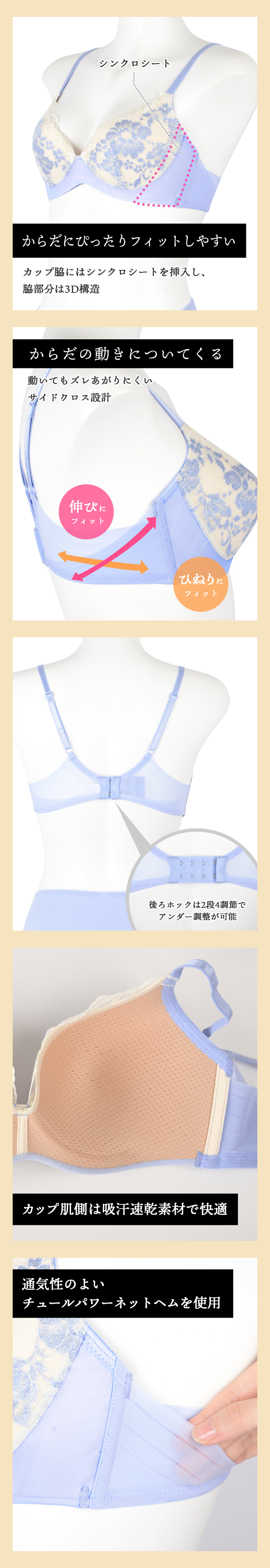 からだにぴったりフィットしやすい 機能説明
