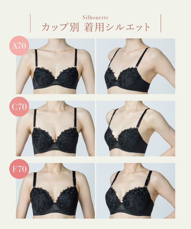 ナチュラルアップブラ カップ別 着用シルエット