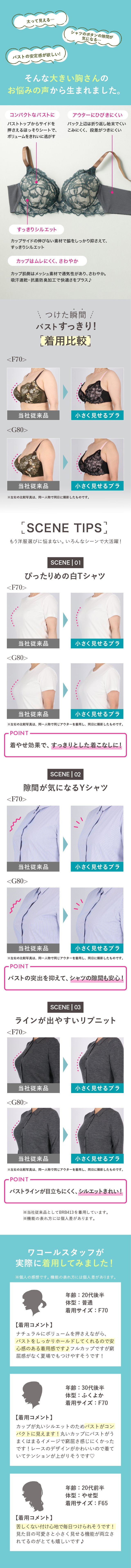 大きな胸を小さく見せるブラ　機能説明