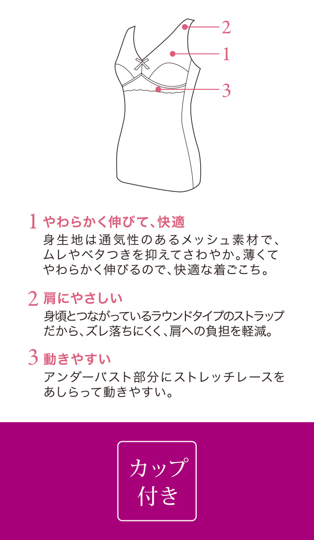 ブラキャミソール 機能説明文