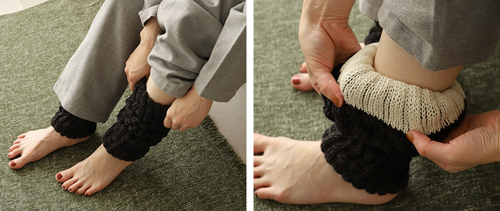 タビオ　WOOL裏シルクレッグウォーマー